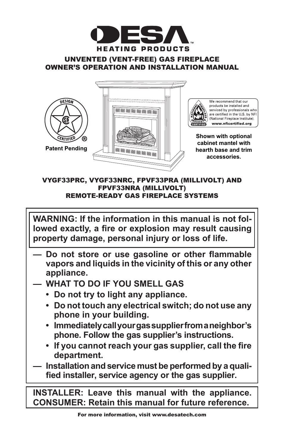 Desa FPVF33PRA User Manual | 40 pages