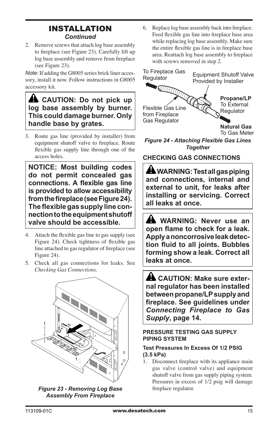 Installation | Desa FPVF33PRA User Manual | Page 15 / 40