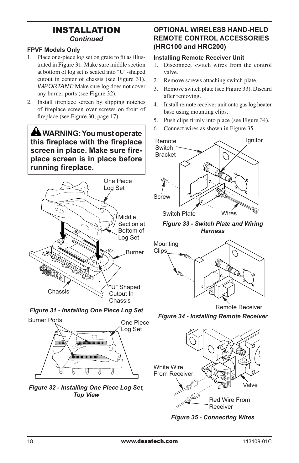 Installation | Desa FPVF33PRA User Manual | Page 18 / 40