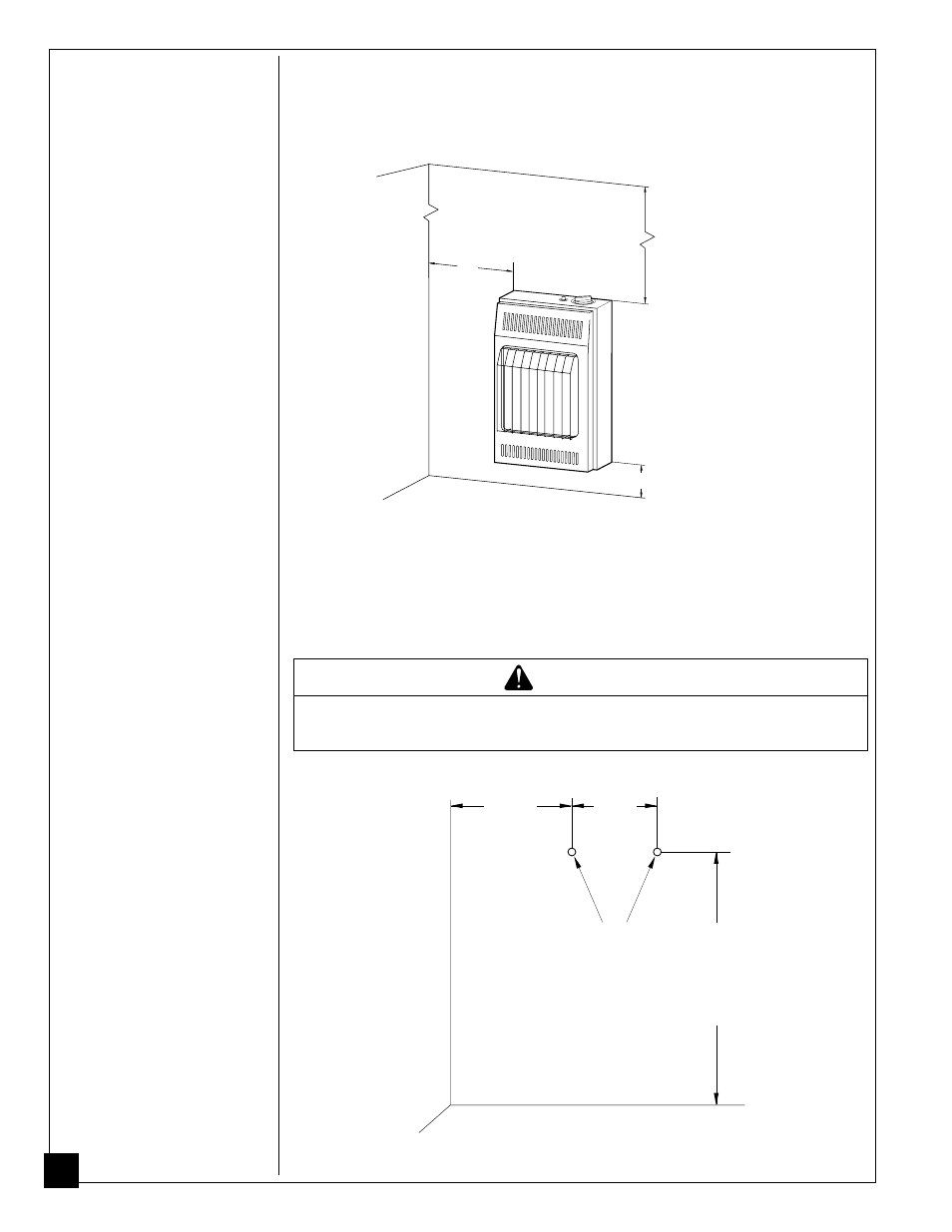 Installing to wall, Warning | Desa CGP10R User Manual | Page 10 / 28