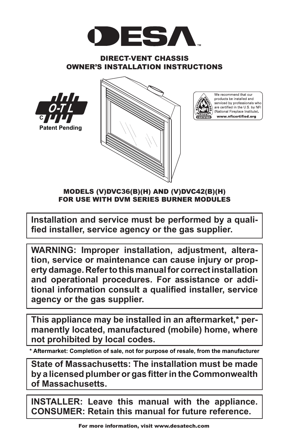 Desa O-T L (V)DVC36(B)(H) User Manual | 20 pages
