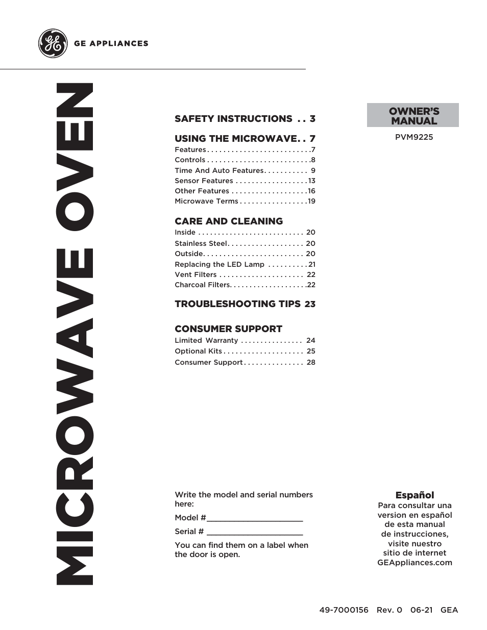 GE 30 Inch Over-the-Range Microwave Owners Guide User Manual | 54 pages