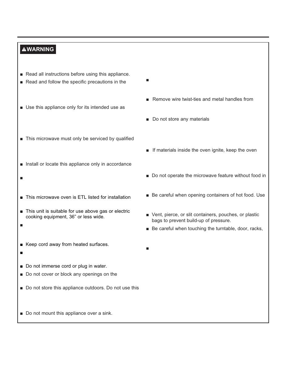 Safety informa tion, Read all instructions before using the appliance | GE 30 Inch Over-the-Range Microwave Owners Guide User Manual | Page 3 / 54