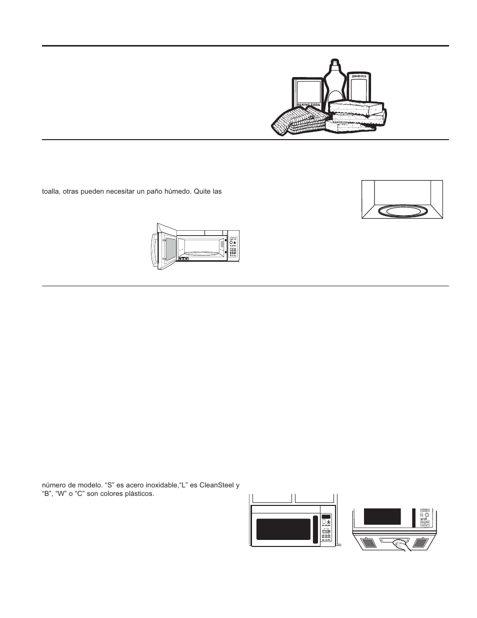 Mantenimiento y limpieza, Cómo limpiar el interior, Cómo limpiar el exterior | Consejos útiles | GE 30 Inch Over-the-Range Microwave Owners Guide User Manual | Page 48 / 54