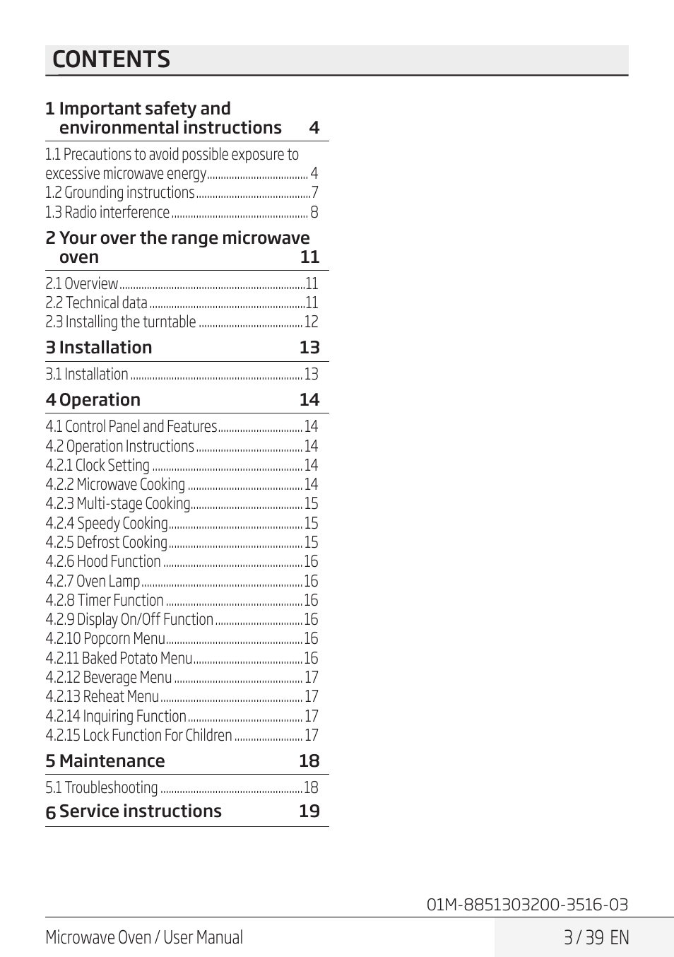 Beko 30 Inch Over the Range Microwave Owner Manual User Manual | Page 3 / 40