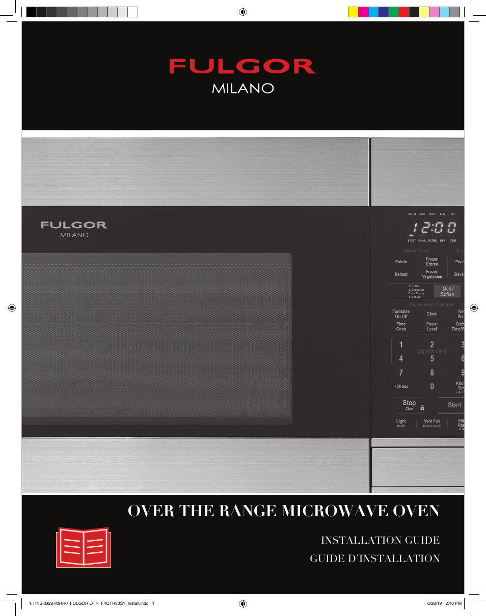 Fulgor Milano 30 Inch Over-the-Range Microwave Oven Installation Guide User Manual | 24 pages