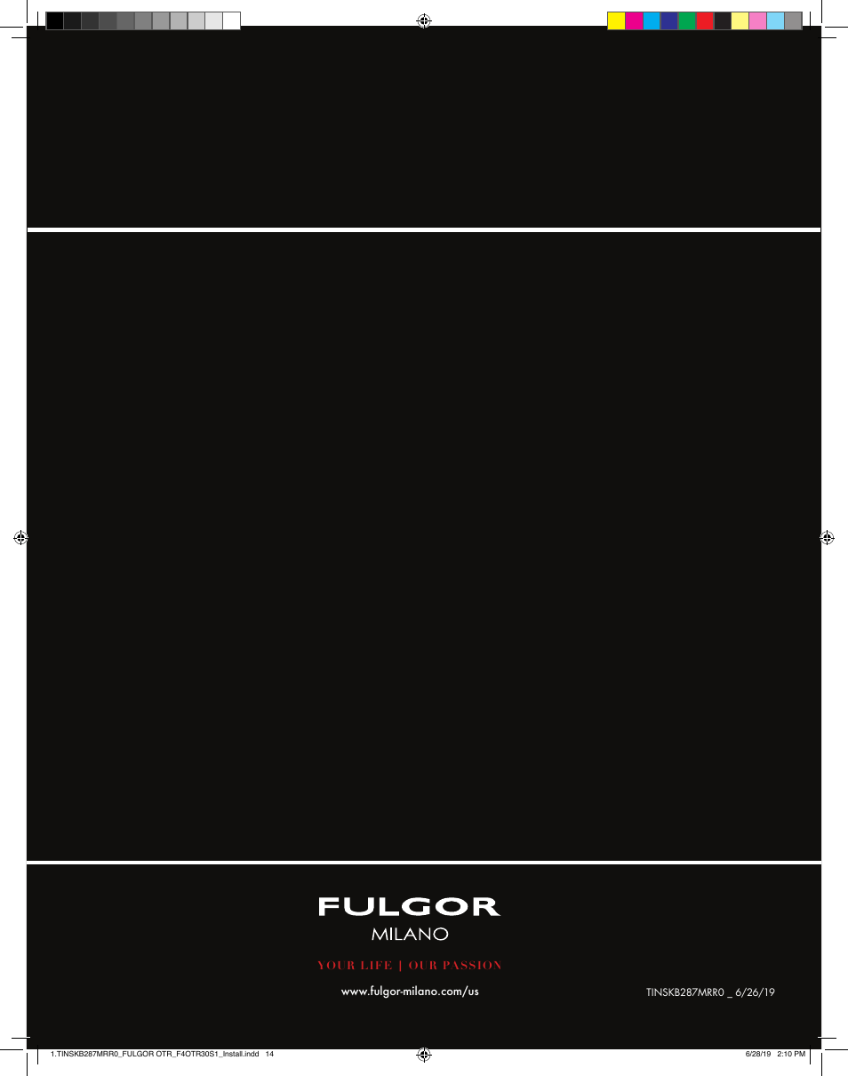 Fulgor Milano 30 Inch Over-the-Range Microwave Oven Installation Guide User Manual | Page 24 / 24