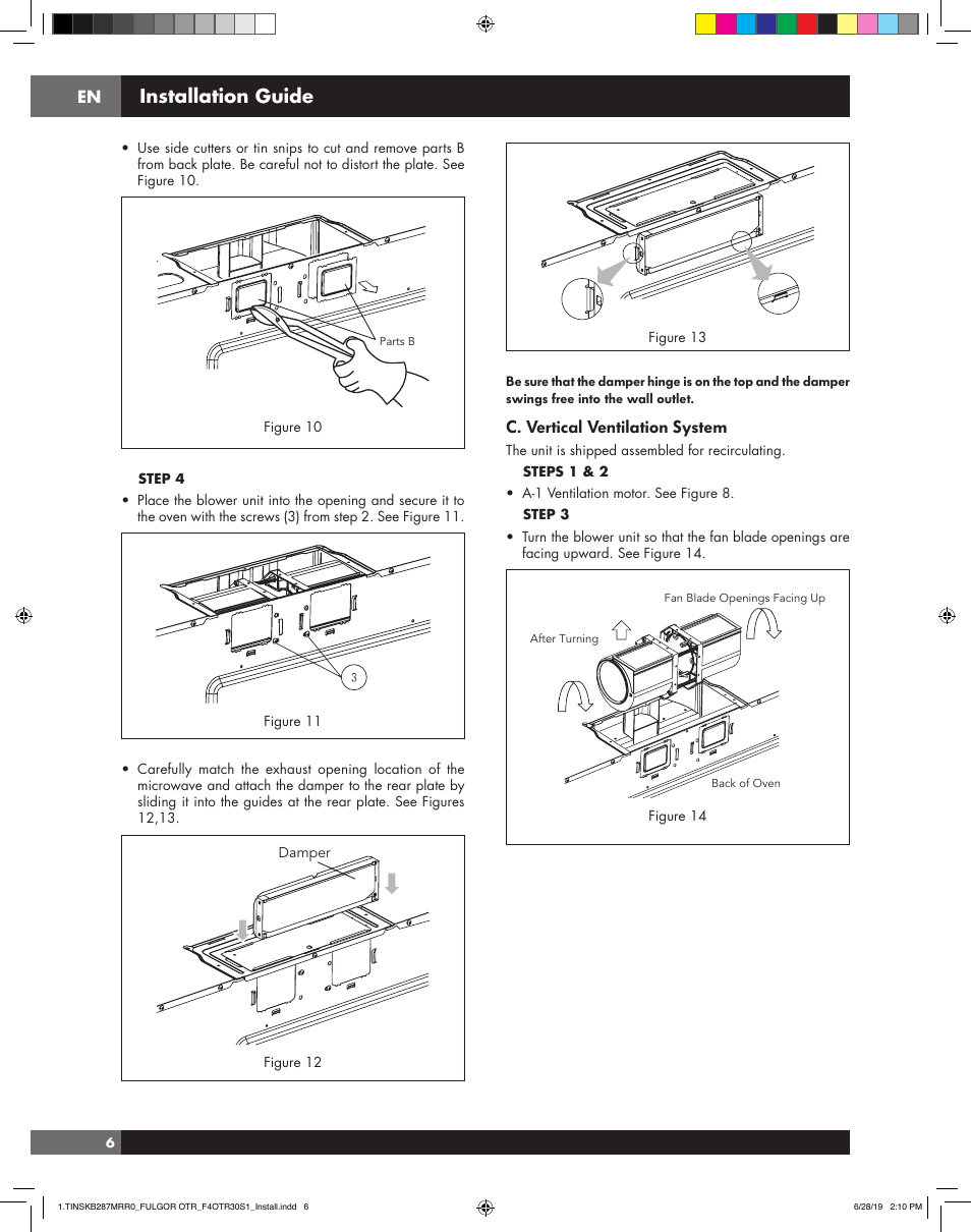 Installation guide, C. vertical ventilation system | Fulgor Milano 30 Inch Over-the-Range Microwave Oven Installation Guide User Manual | Page 6 / 24