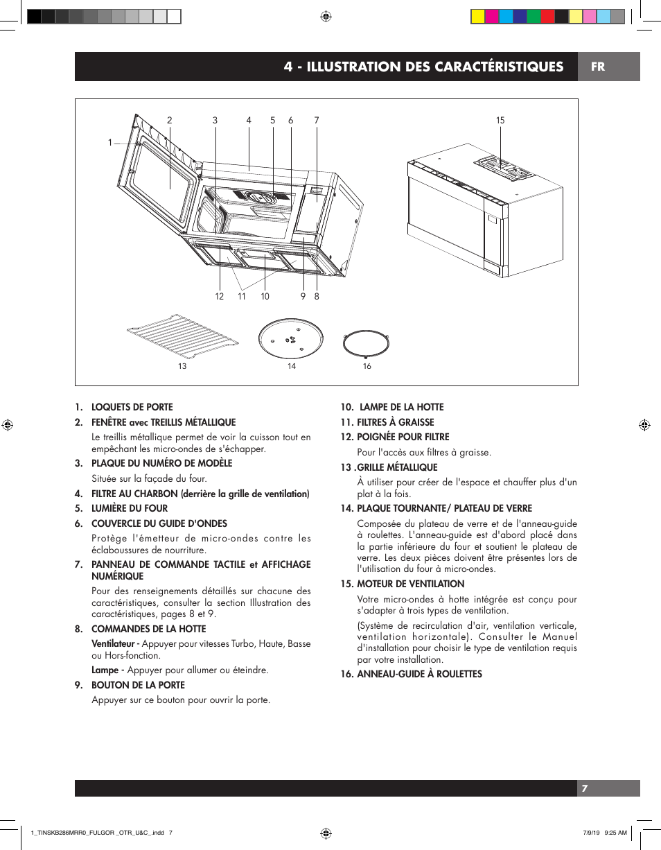 4 - illustration des caractéristiques | Fulgor Milano 30 Inch Over-the-Range Microwave Oven Use and Care Manual User Manual | Page 45 / 76