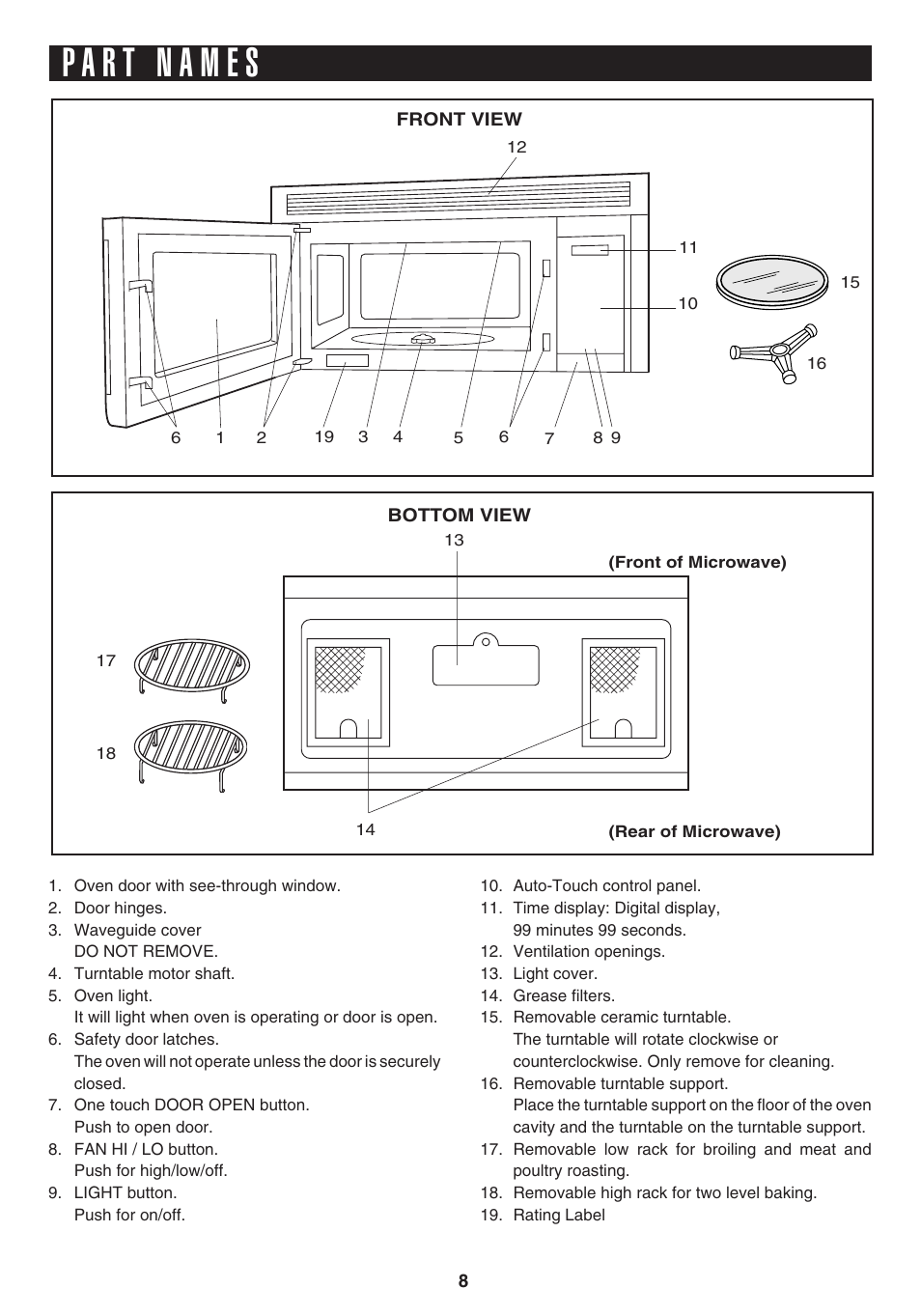 Sharp 1.1 cu. ft. Over-the-Range Convection Microwave Oven Owner's Guide User Manual | Page 11 / 68