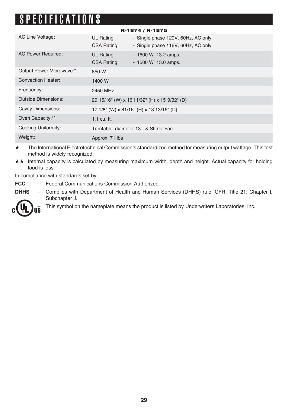 Sharp 1.1 cu. ft. Over-the-Range Convection Microwave Oven Owner's Guide User Manual | Page 32 / 68