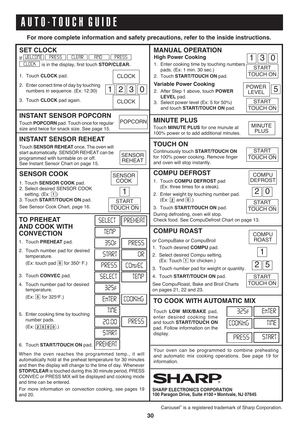 Sharp 1.1 cu. ft. Over-the-Range Convection Microwave Oven Owner's Guide User Manual | Page 33 / 68