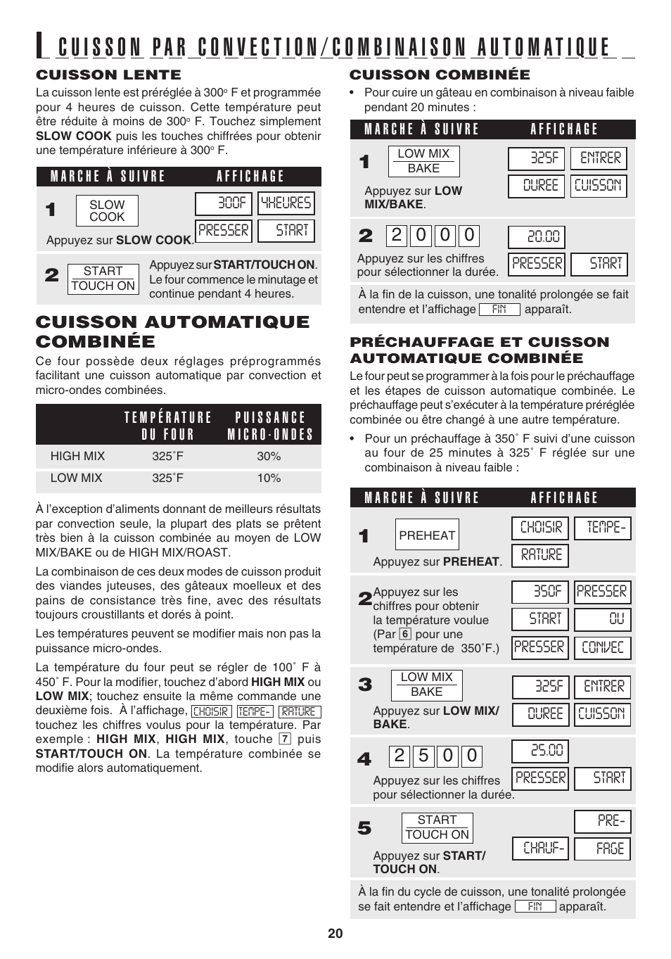 Cuisson automatique combinée | Sharp 1.1 cu. ft. Over-the-Range Convection Microwave Oven Owner's Guide User Manual | Page 56 / 68