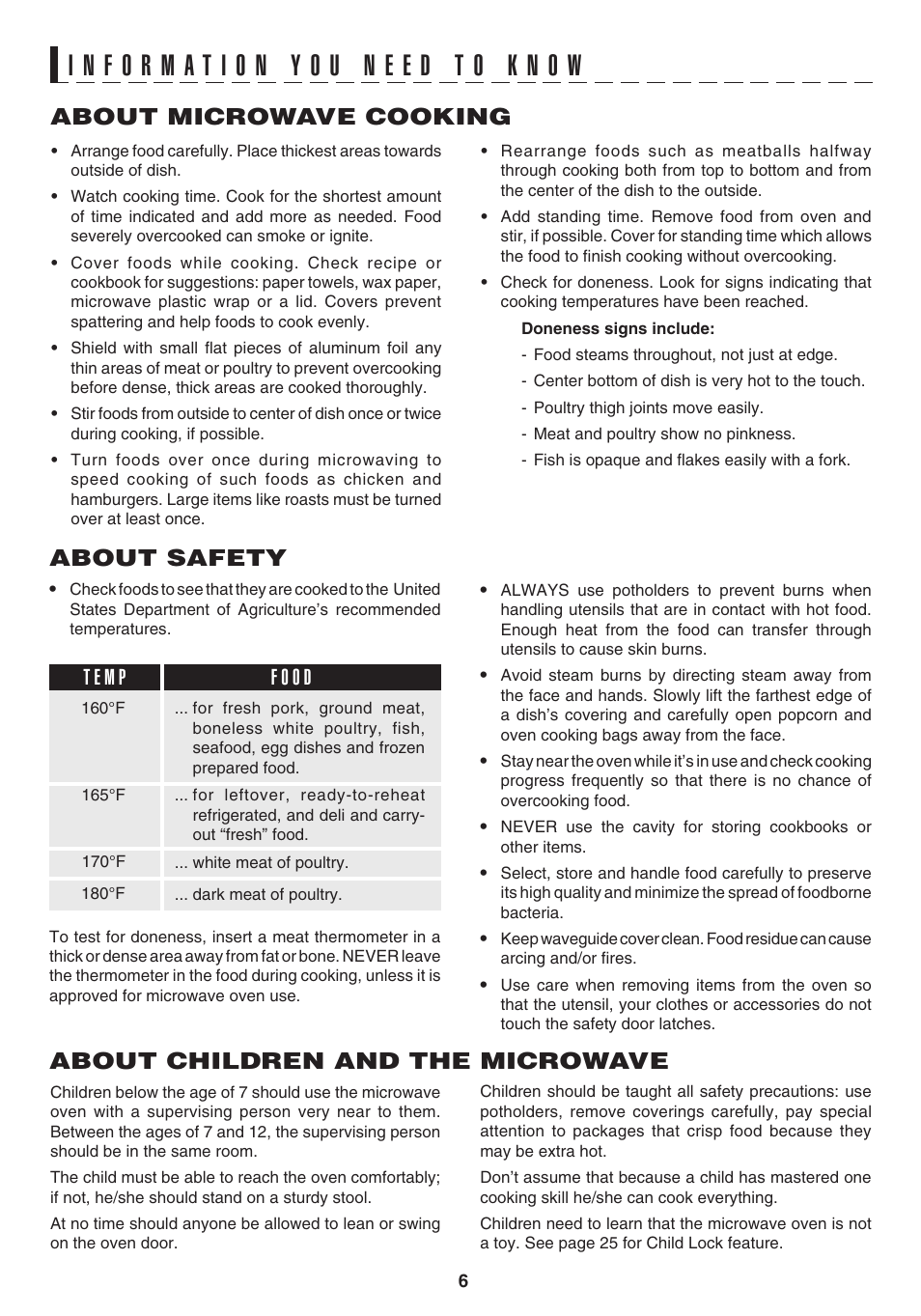 About microwave cooking, About safety, About children and the microwave | Sharp 1.1 cu. ft. Over-the-Range Convection Microwave Oven Owner's Guide User Manual | Page 9 / 68