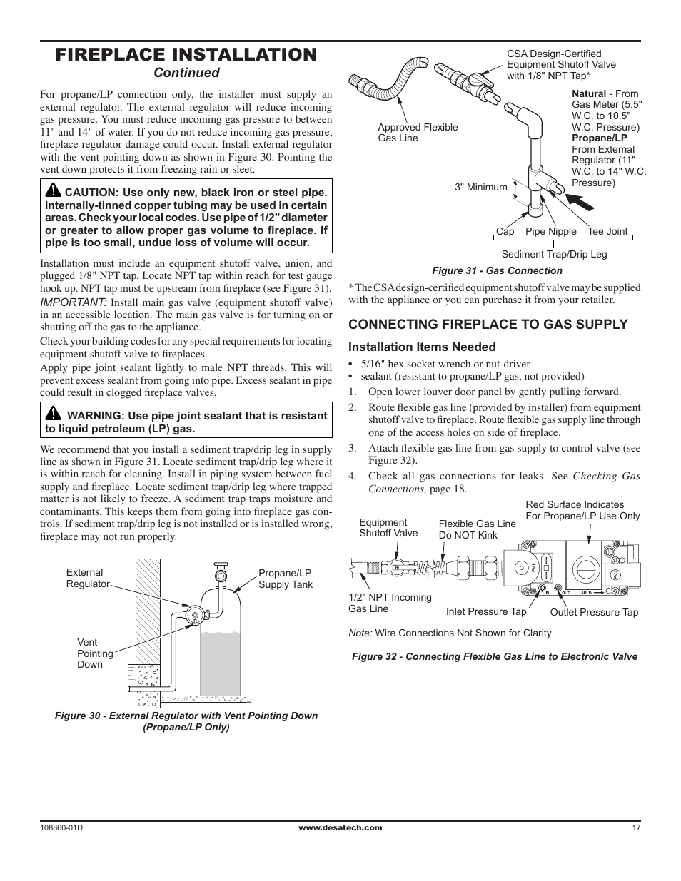Fireplace installation | Desa (V)T32EN User Manual | Page 17 / 38