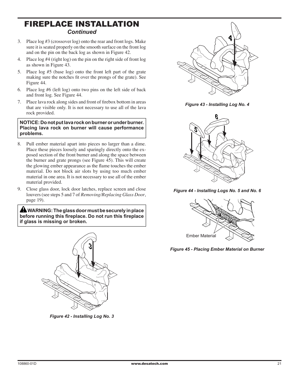 Fireplace installation | Desa (V)T32EN User Manual | Page 21 / 38