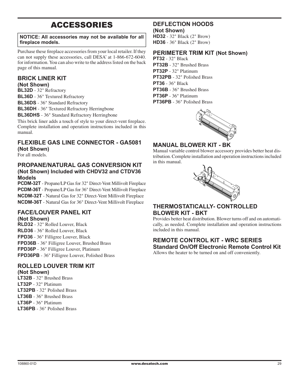 Accessories | Desa (V)T32EN User Manual | Page 29 / 38