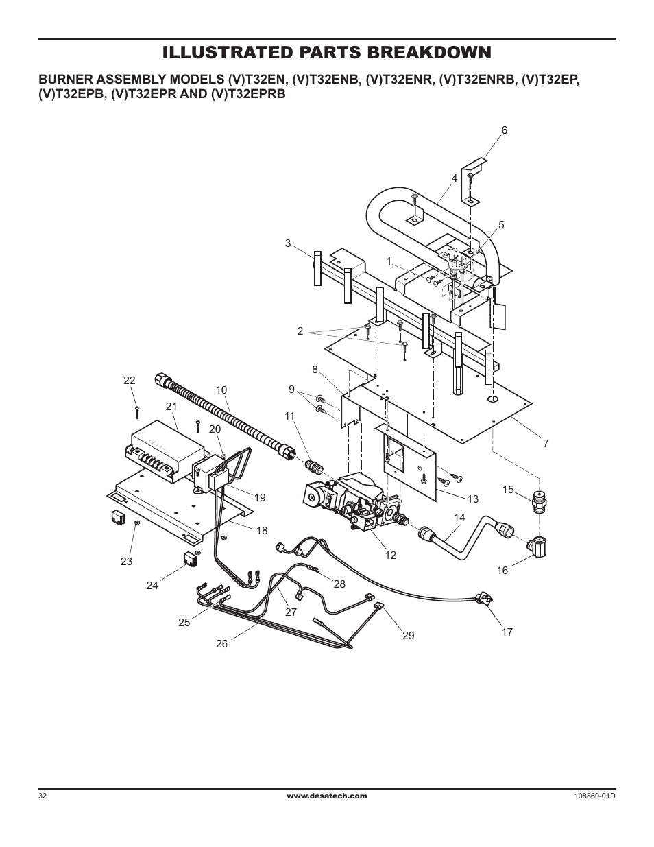 Illustrated parts breakdown | Desa (V)T32EN User Manual | Page 32 / 38