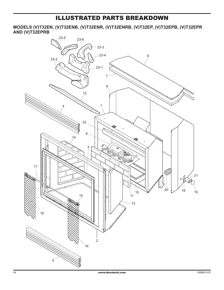 Illustrated parts breakdown | Desa (V)T32EN User Manual | Page 34 / 38