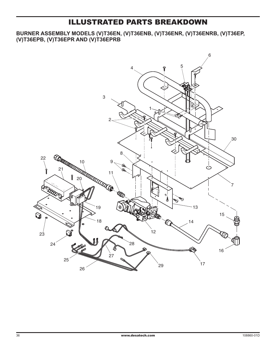Illustrated parts breakdown | Desa (V)T32EN User Manual | Page 36 / 38