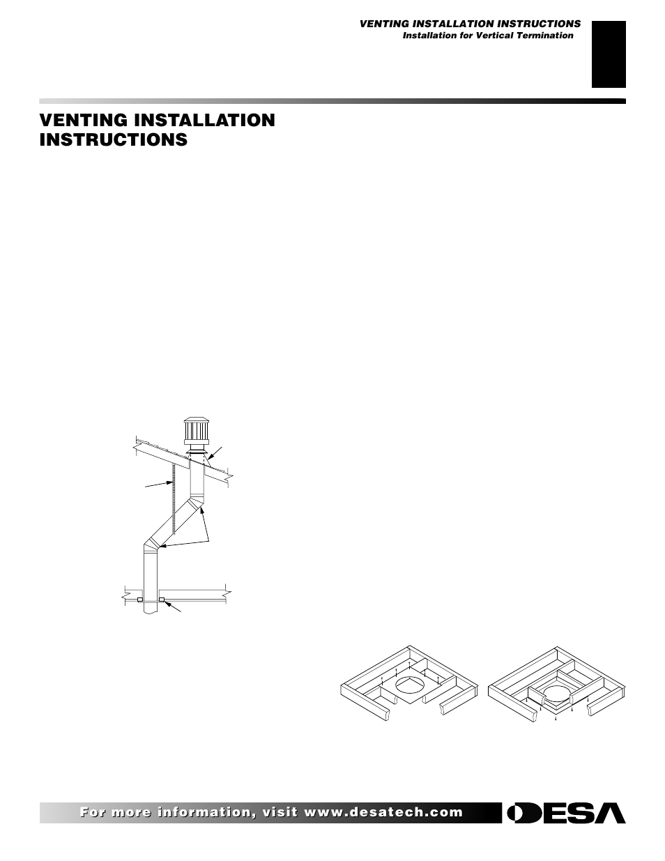 Venting installation instructions, Continued, Installation for vertical termination | Desa (V)K42EN User Manual | Page 13 / 38