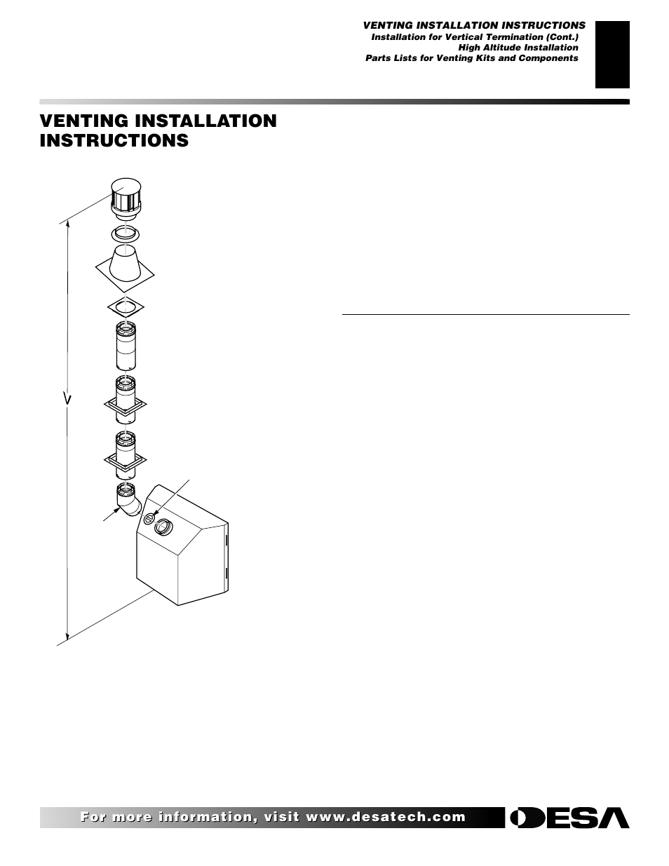 Venting installation instructions, Continued, High altitude installation | Desa (V)K42EN User Manual | Page 15 / 38