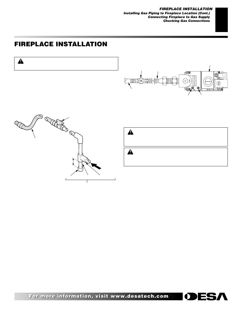 Fireplace installation, Continued | Desa (V)K42EN User Manual | Page 19 / 38