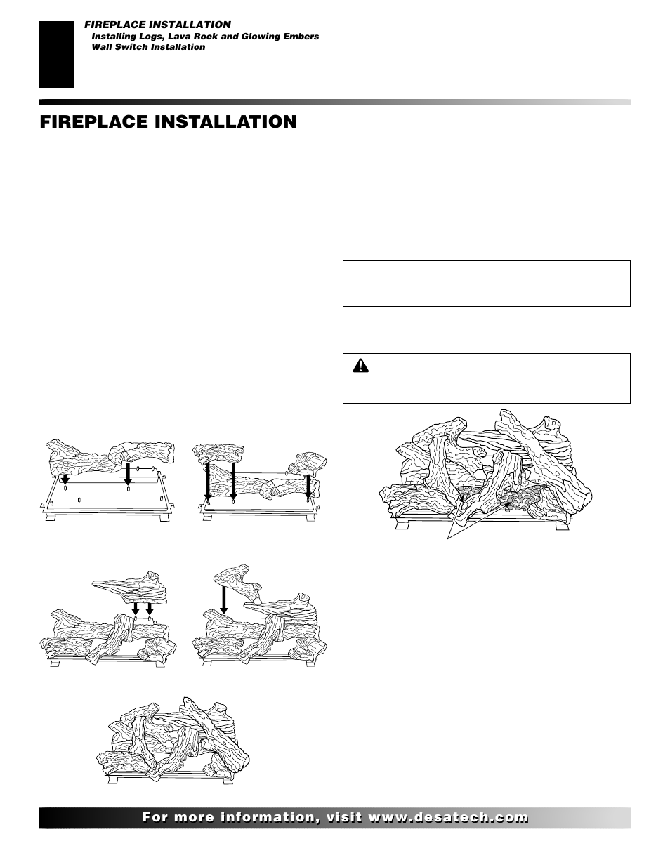 Fireplace installation | Desa (V)K42EN User Manual | Page 22 / 38