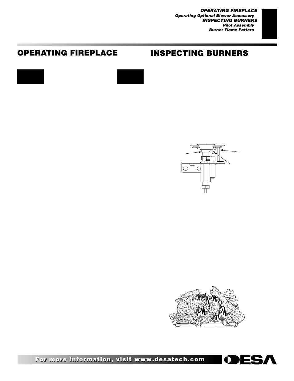 Operating fireplace, Inspecting burners | Desa (V)K42EN User Manual | Page 25 / 38