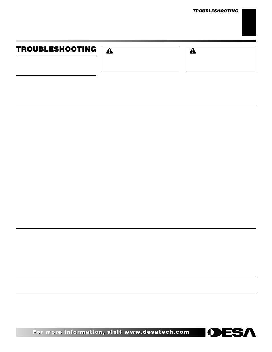 Troubleshooting | Desa (V)K42EN User Manual | Page 27 / 38