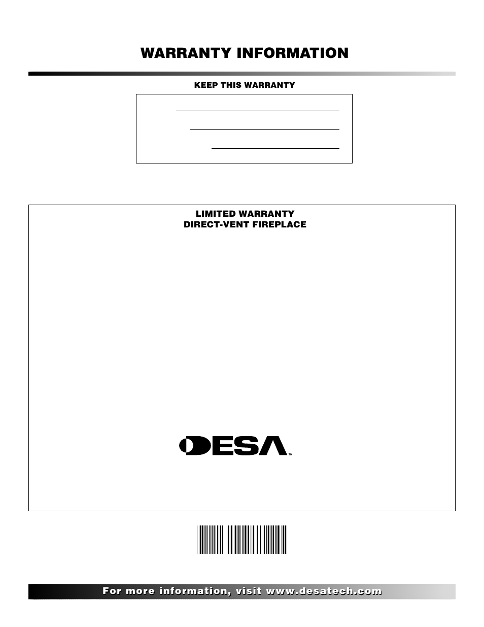 Warranty information | Desa (V)K42EN User Manual | Page 38 / 38