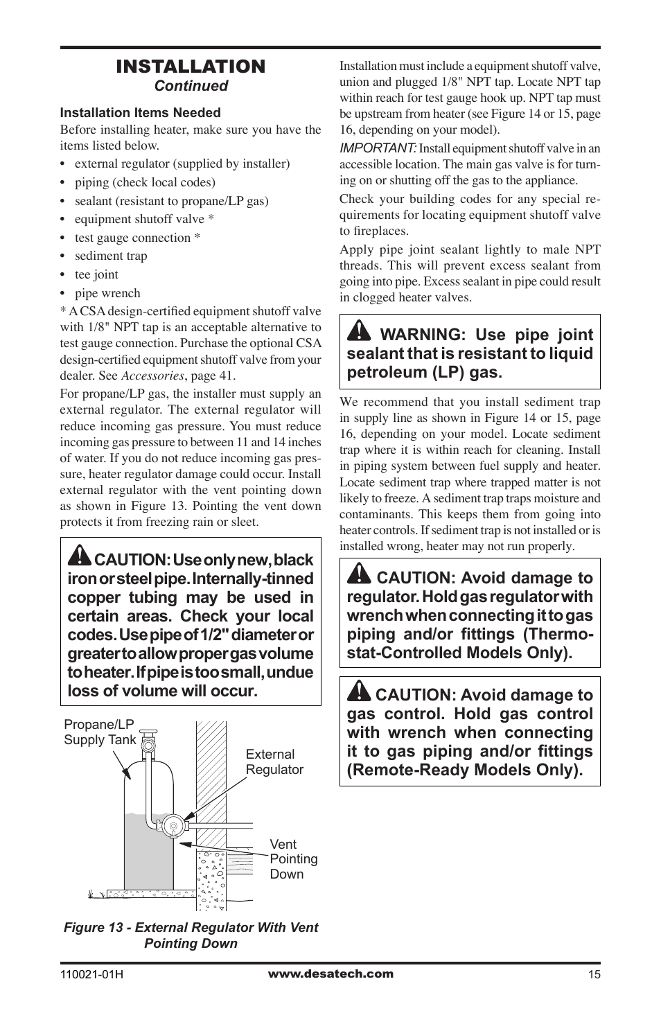 Installation | Desa VRL24NT User Manual | Page 15 / 44