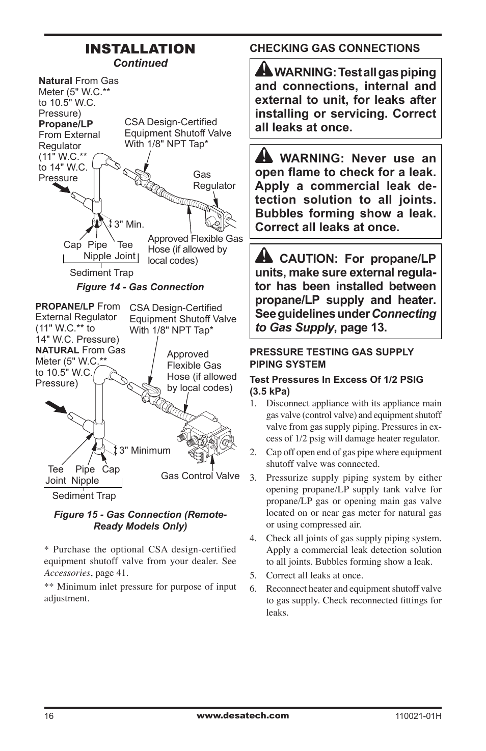 Installation | Desa VRL24NT User Manual | Page 16 / 44