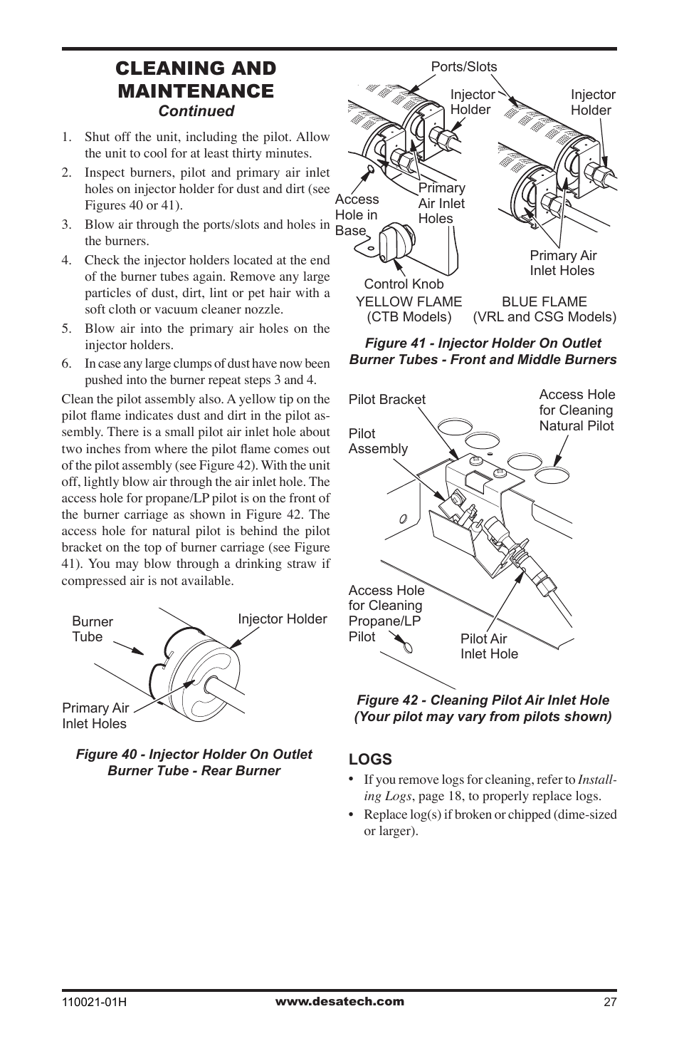 Cleaning and maintenance | Desa VRL24NT User Manual | Page 27 / 44