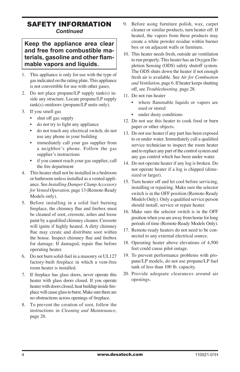 Safety information | Desa VRL24NT User Manual | Page 4 / 44