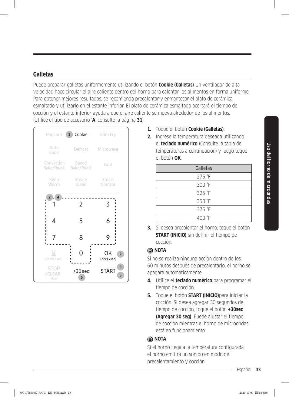 Galletas, Galletas 33 | Samsung 30 Inch Over the Range Convection Smart Microwave User Manual User Manual | Page 113 / 160