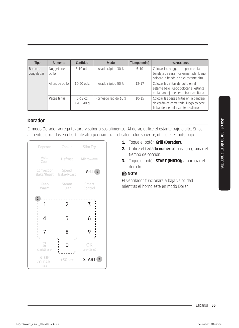 Dorador, Dorador 55 | Samsung 30 Inch Over the Range Convection Smart Microwave User Manual User Manual | Page 135 / 160