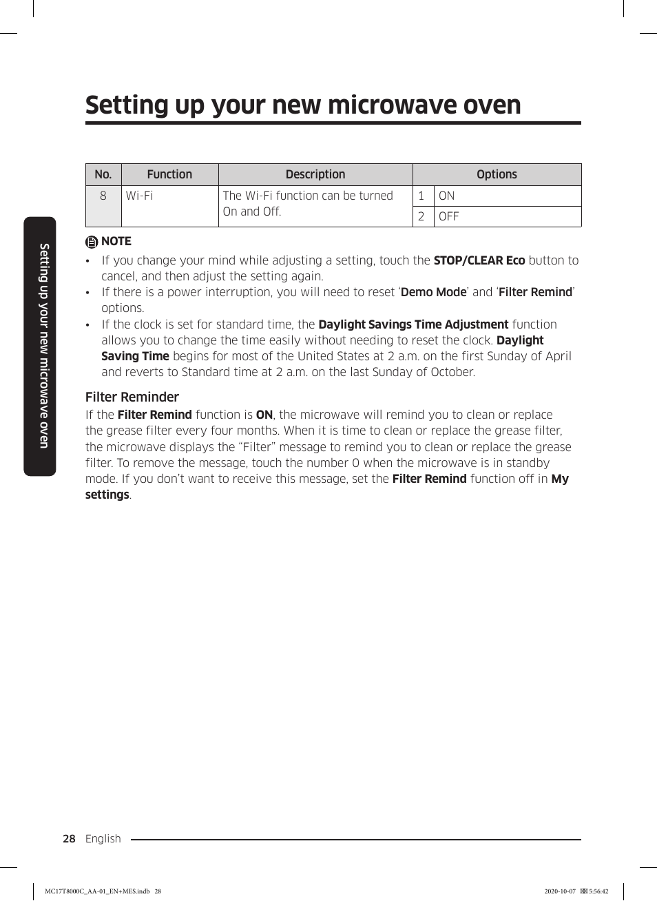 Setting up your new microwave oven | Samsung 30 Inch Over the Range Convection Smart Microwave User Manual User Manual | Page 28 / 160