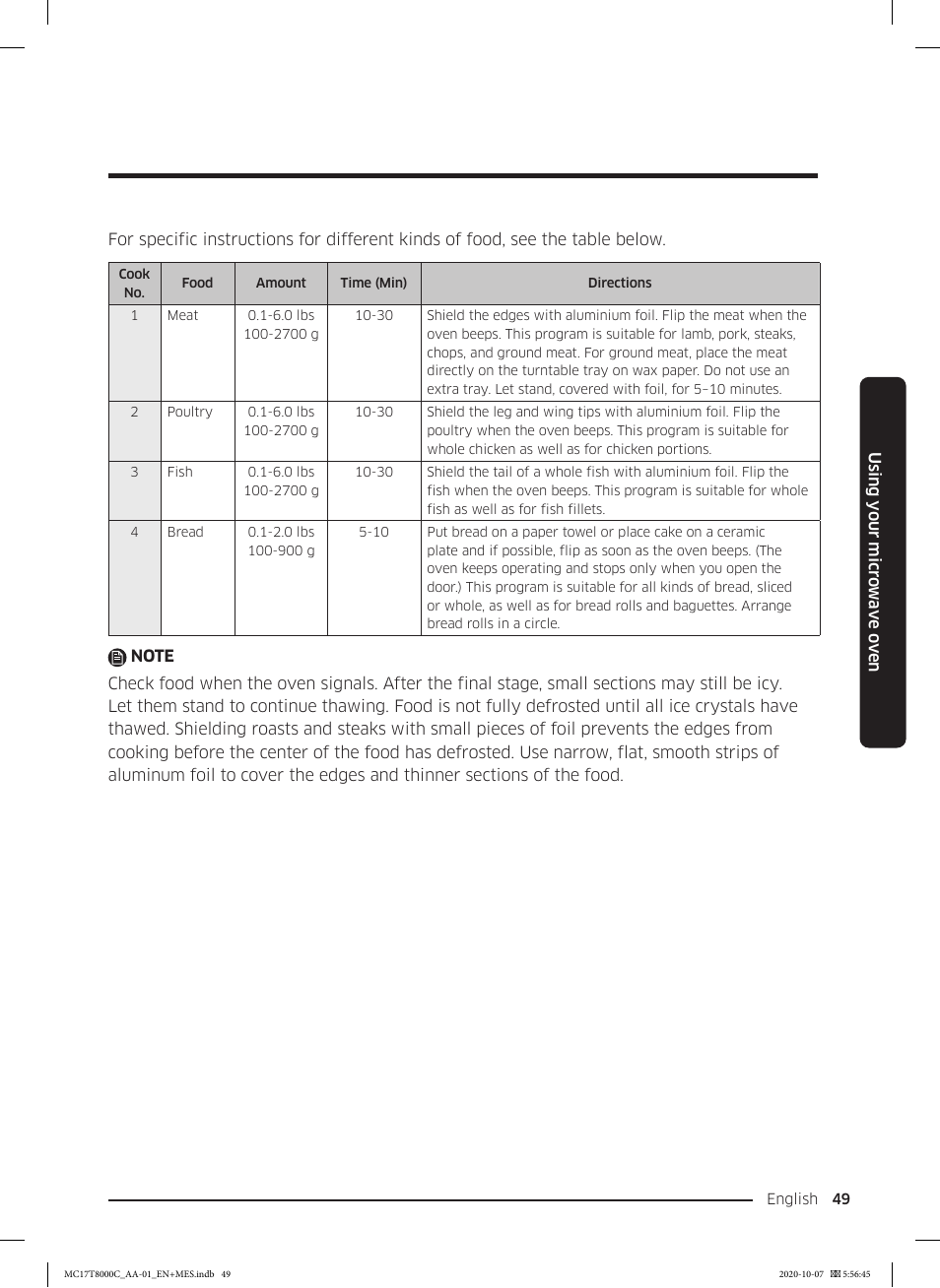 Samsung 30 Inch Over the Range Convection Smart Microwave User Manual User Manual | Page 49 / 160