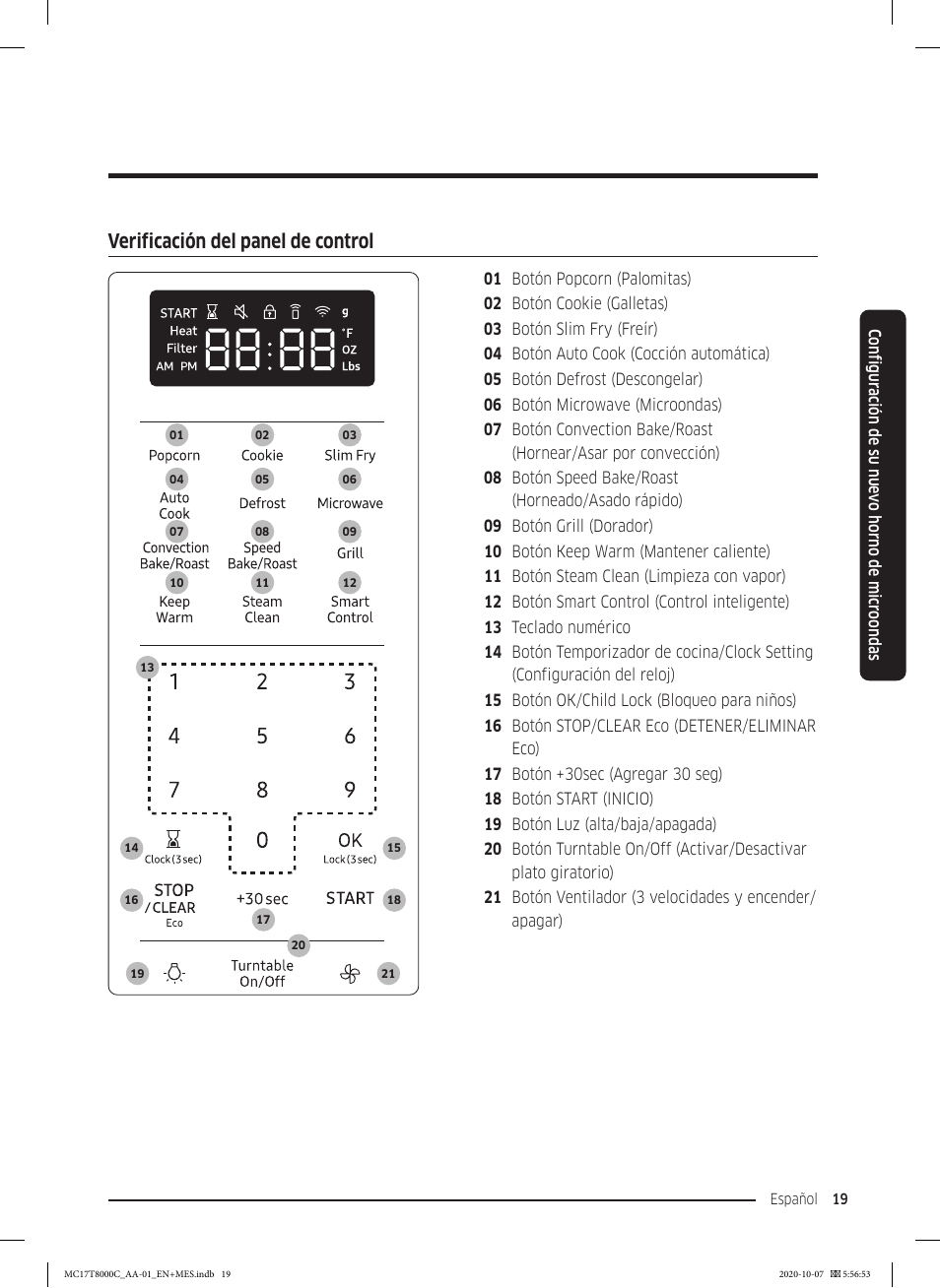 Verificación del panel de control | Samsung 30 Inch Over the Range Convection Smart Microwave User Manual User Manual | Page 99 / 160