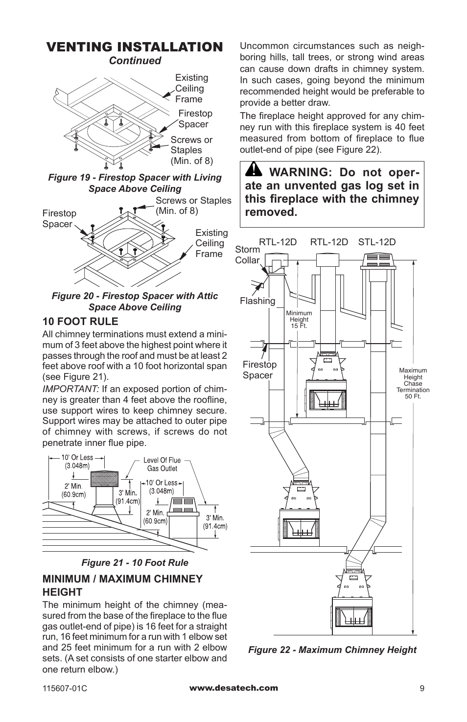 Venting installation | Desa (V)PN36-A User Manual | Page 9 / 16
