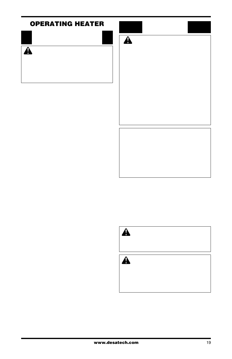 Operating heater | Desa LMFP33PR User Manual | Page 19 / 36
