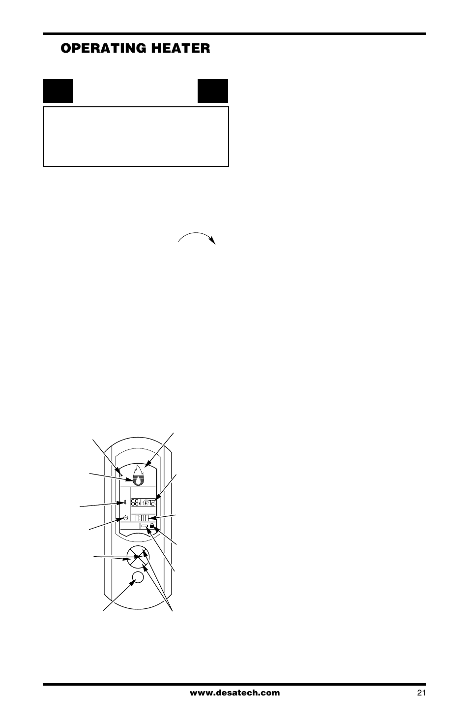 Operating heater | Desa LMFP33PR User Manual | Page 21 / 36