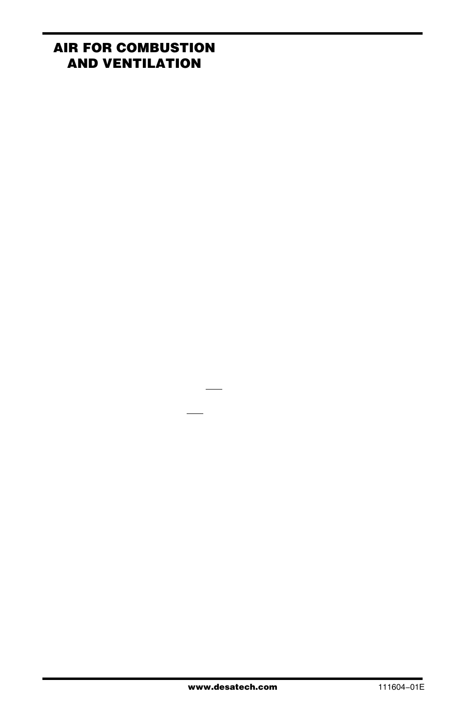 Air for combustion and ventilation, Continued | Desa LMFP33PR User Manual | Page 6 / 36