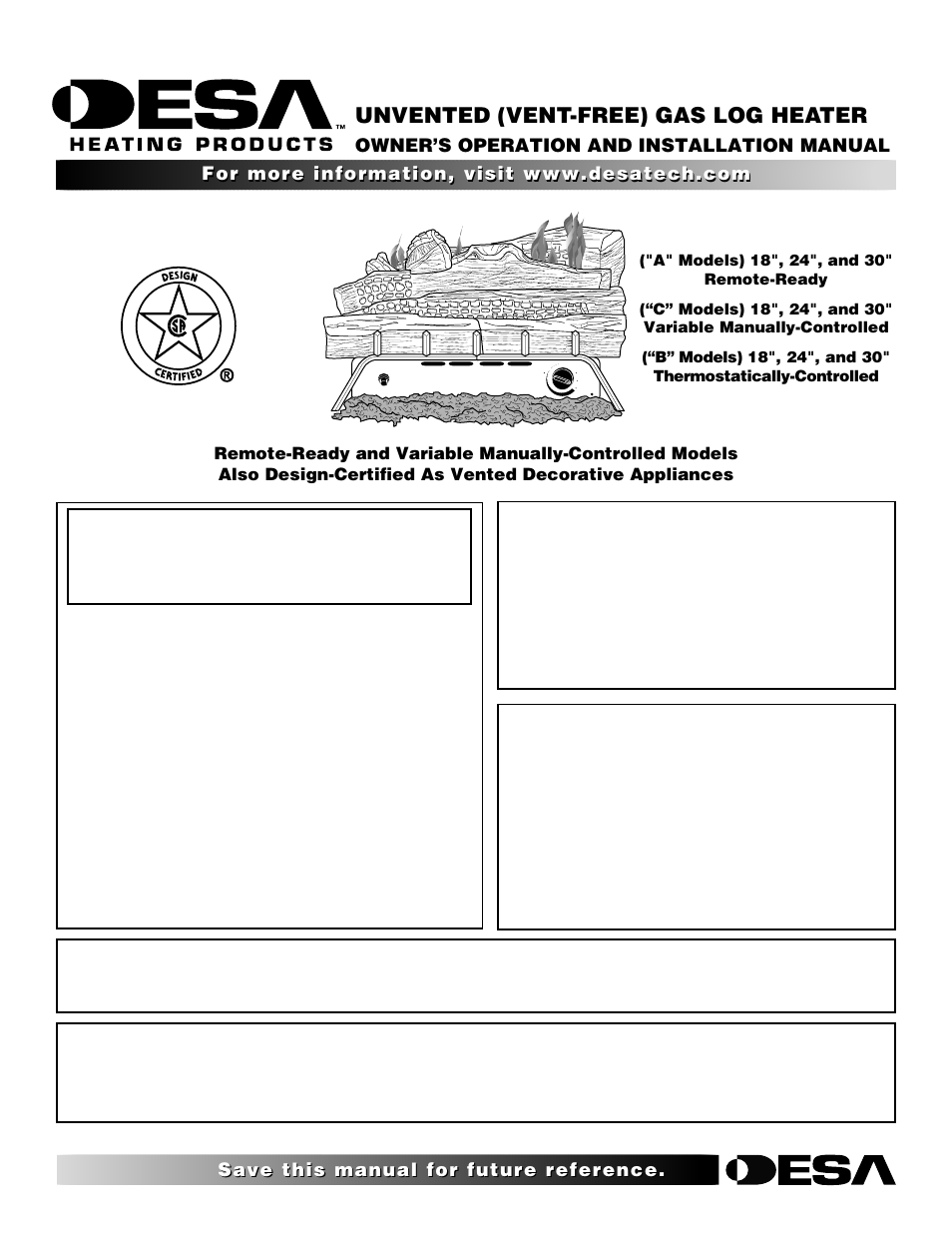 Desa "A" Models User Manual | 40 pages