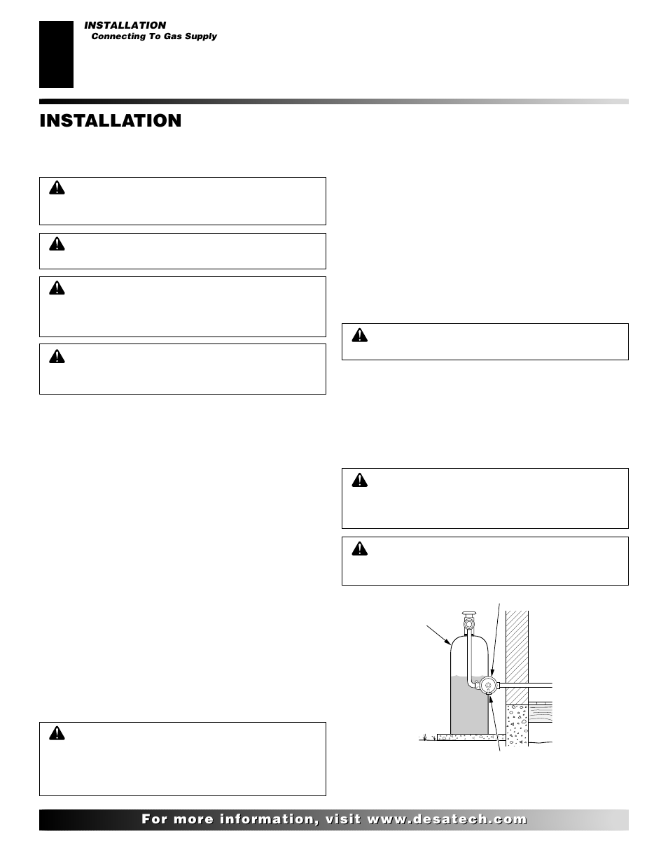 Installation, Continued | Desa "A" Models User Manual | Page 12 / 40