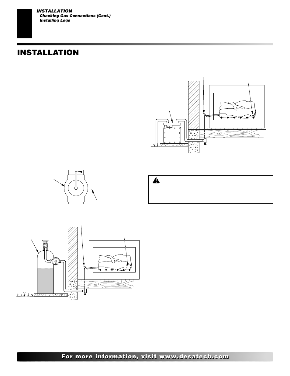 Installation, Continued, Installing logs | Desa "A" Models User Manual | Page 14 / 40