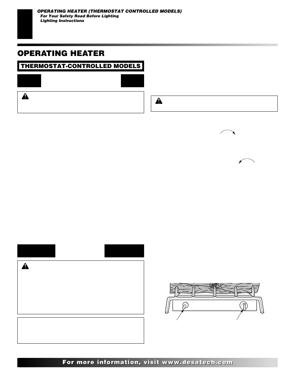 Operating heater | Desa "A" Models User Manual | Page 16 / 40