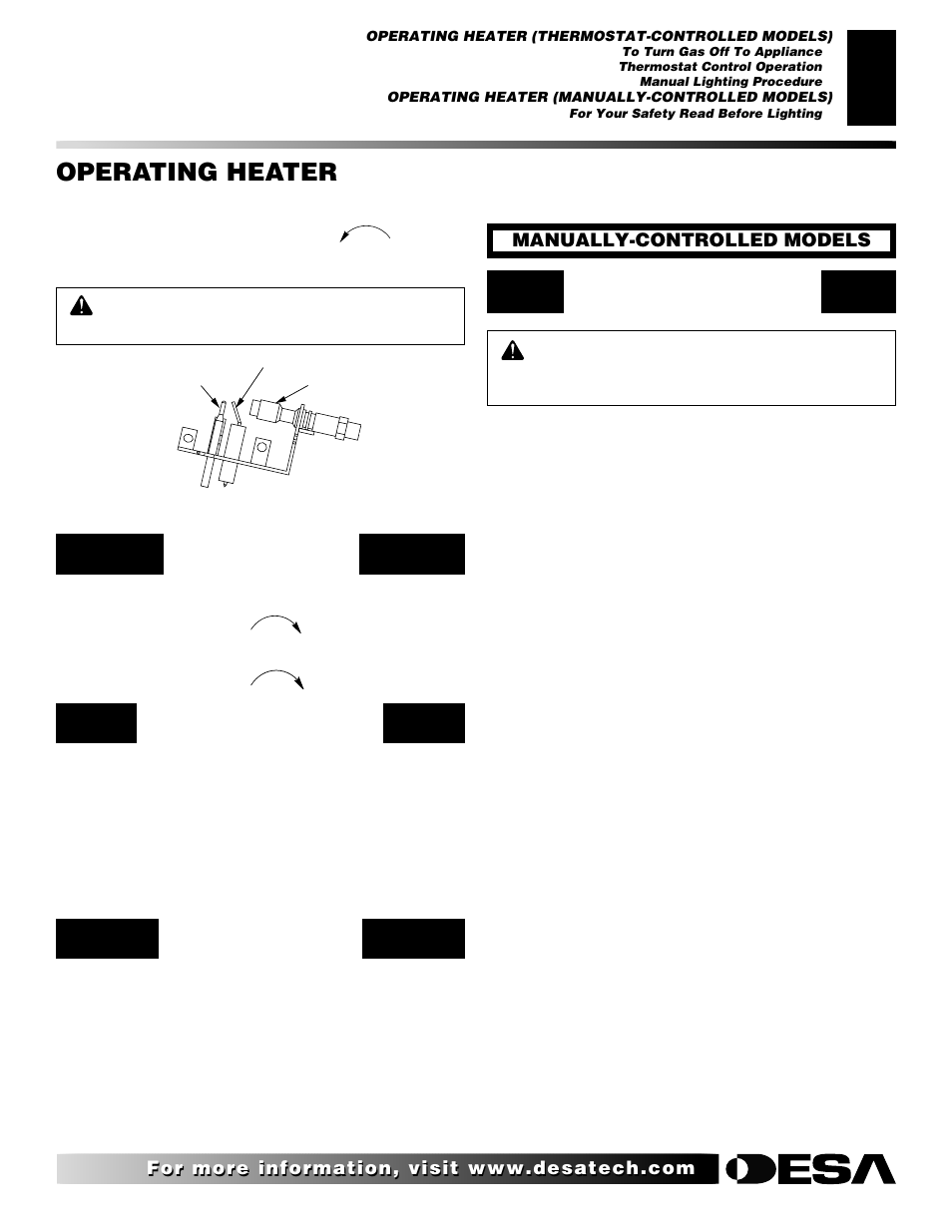 Operating heater | Desa "A" Models User Manual | Page 17 / 40