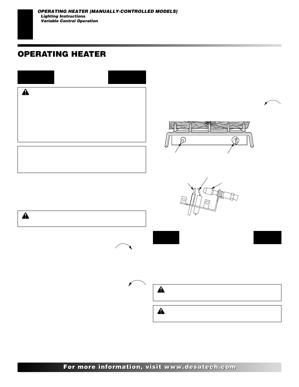 Operating heater, Continued | Desa "A" Models User Manual | Page 18 / 40